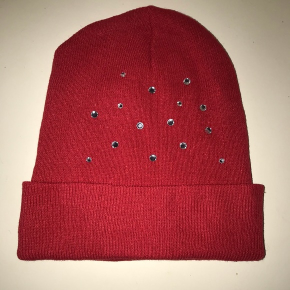 ❣️Beanie cap red with rhinestones - Picture 2 of 5